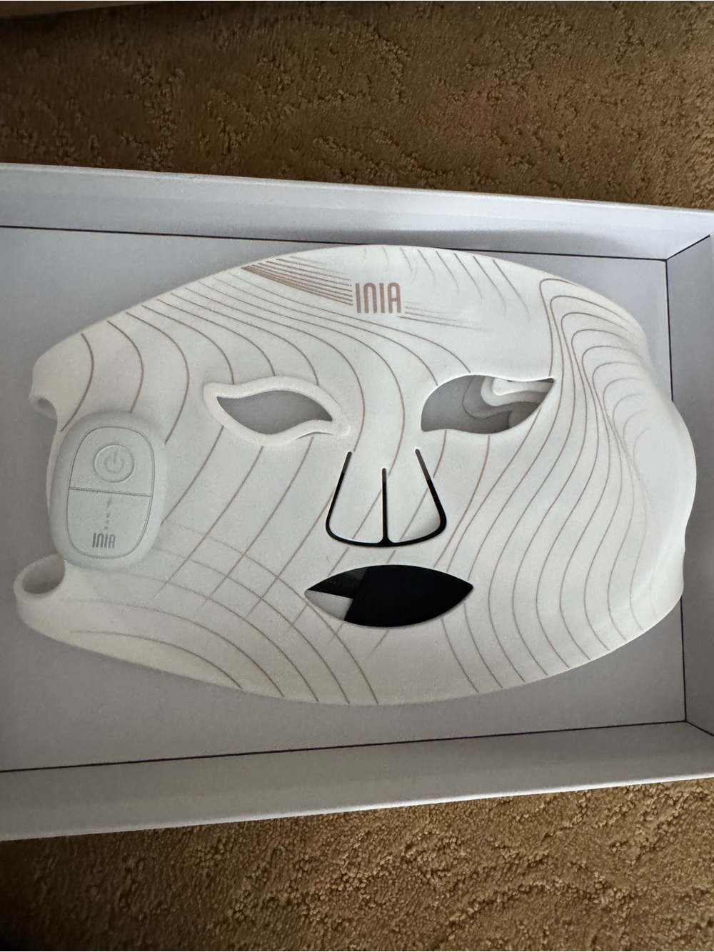 Ina White LED Facial Mask with Gold Wave Accents
